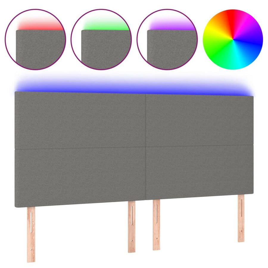 Hoofdbord Led Stof 160 x 5 x 118/128 cm Donkergrijs