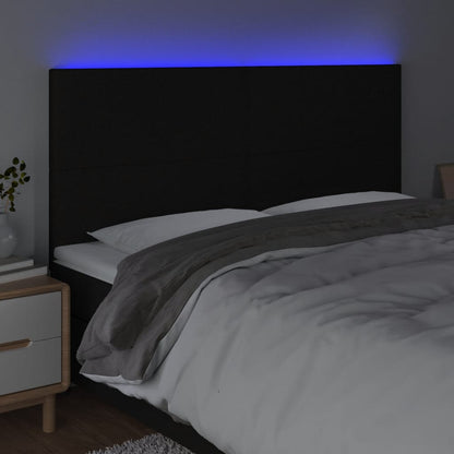 Hoofdbord LED 160x5x118/128 cm stof zwart 160 x 5 x 118/128 cm Zwart
