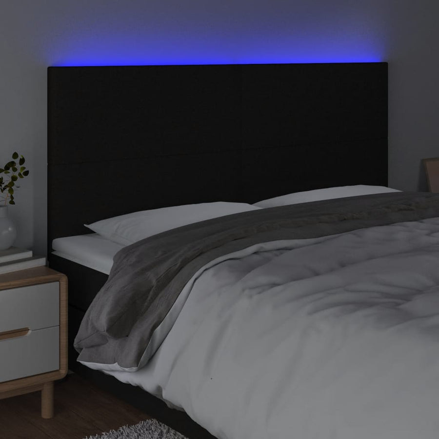 Hoofdbord LED 160x5x118/128 cm stof zwart 160 x 5 x 118/128 cm Zwart
