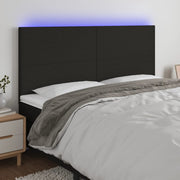 Hoofdbord 160x5x118/128 cm stof zwart LED