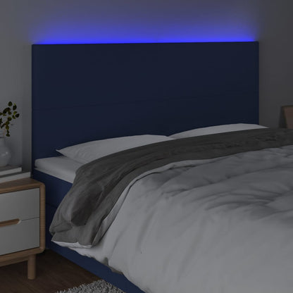 Hoofdbord Led 160X5X118/128 Cm Stof Blauw 160 x 5 x 118/128 cm