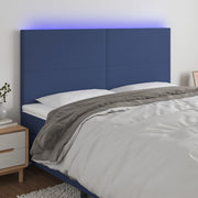 Hoofdbord 160x5x118/128 cm stof blauw LED