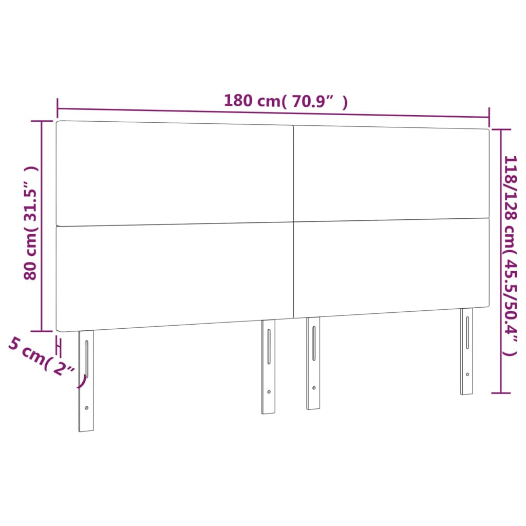 Hoofdbord LED 180x5x118/128 cm stof donkergrijs 180 x 5 x 118/128 cm Donkergrijs