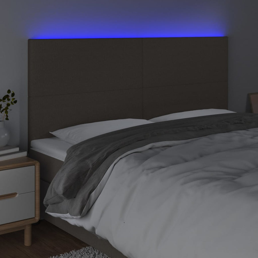 Hoofdbord LED 180x5x118/128 cm stof taupe 180 x 5 x 118/128 cm Taupe
