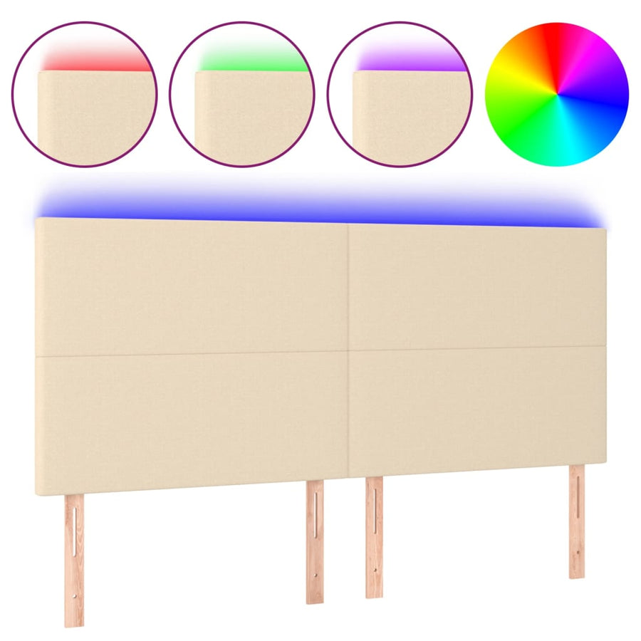 Hoofdbord LED 180x5x118/128 cm stof crèmekleurig 180 x 5 x 118/128 cm Crème
