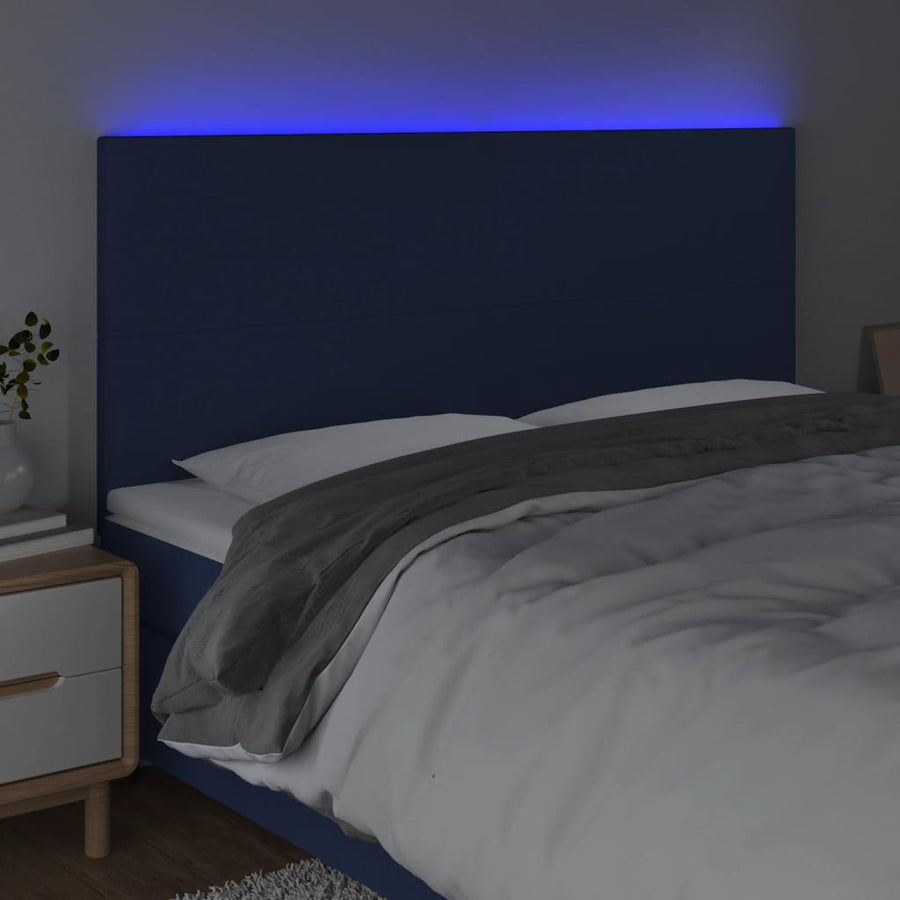 Hoofdbord Led Stof 180 x 5 x 118/128 cm Blauw