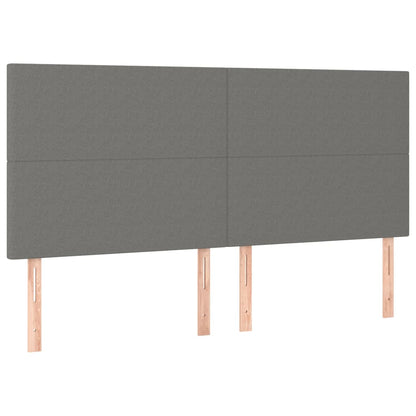 Hoofdbord LED 200x5x118/128 cm stof donkergrijs 200 x 5 x 118/128 cm Donkergrijs