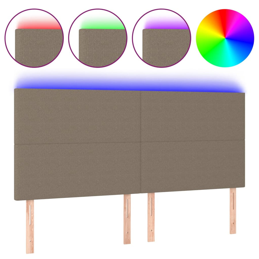 Hoofdbord LED 200x5x118/128 cm stof taupe 200 x 5 x 118/128 cm Taupe