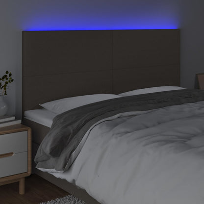 Hoofdbord LED 200x5x118/128 cm stof taupe 200 x 5 x 118/128 cm Taupe