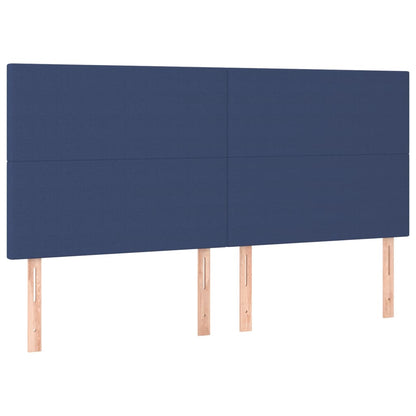Hoofdbord LED 200x5x118/128 cm stof blauw 200 x 5 x 118/128 cm Blauw
