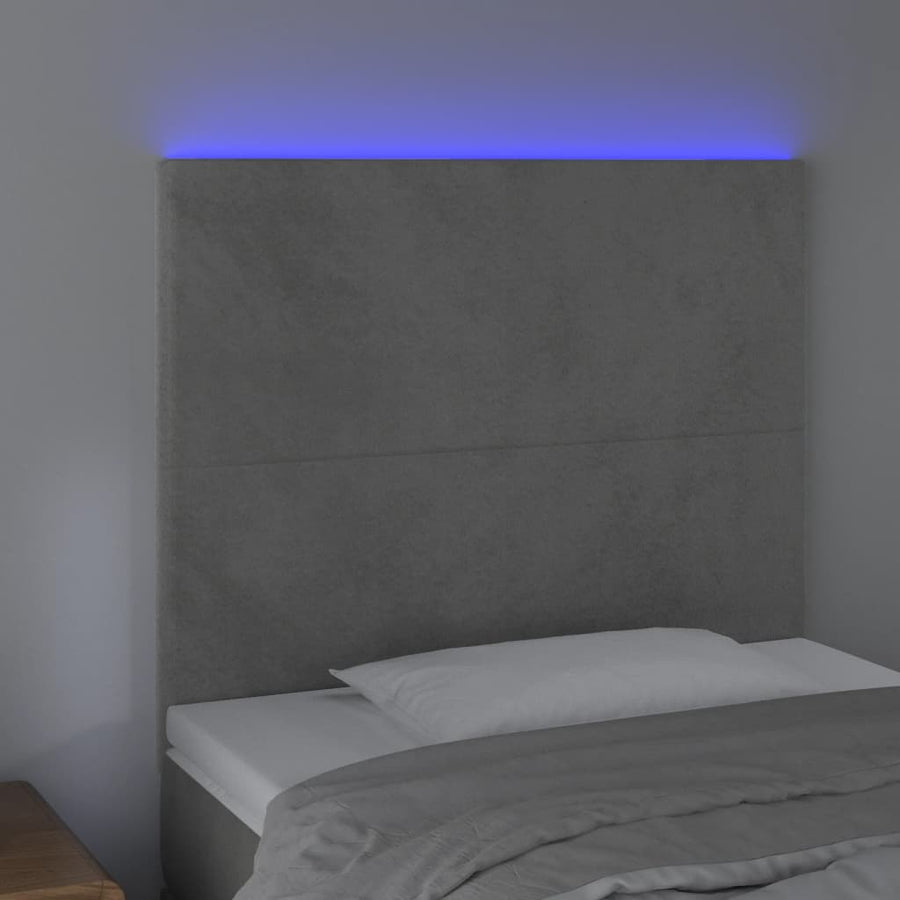 Hoofdbord Led 80X5X118/128 Cm Fluweel Lichtgrijs