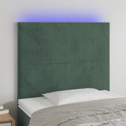 Hoofdbord 80x5x118/128 cm fluweel donkergroen LED