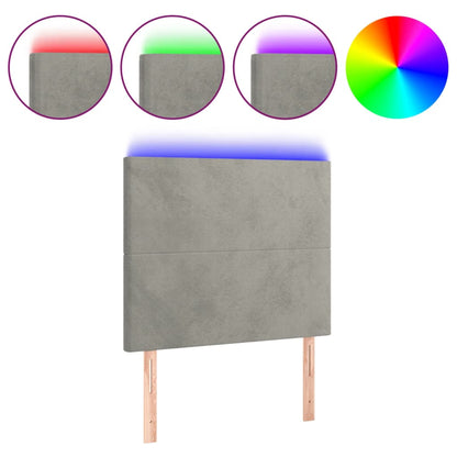 Hoofdbord Led 90X5X118/128 Cm Fluweel Lichtgrijs