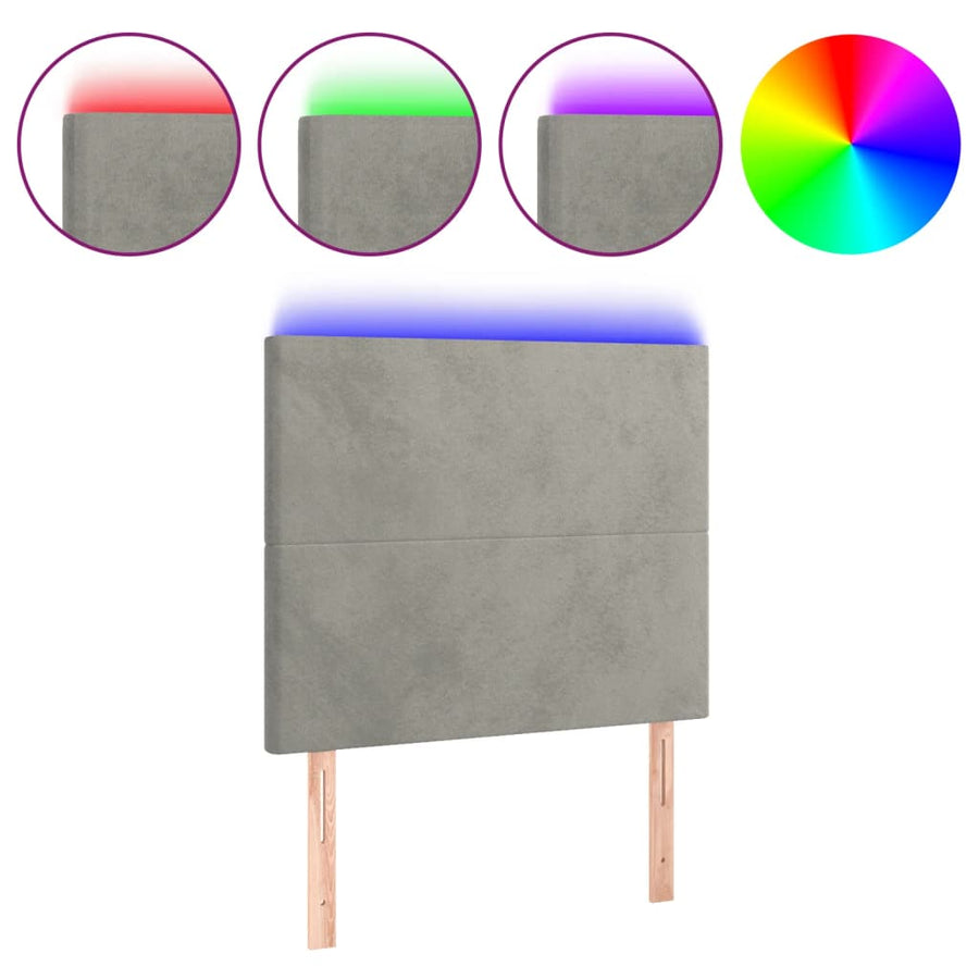 Hoofdbord Led 90X5X118/128 Cm Fluweel Lichtgrijs