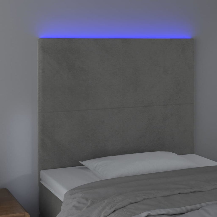 Hoofdbord Led 90X5X118/128 Cm Fluweel Lichtgrijs
