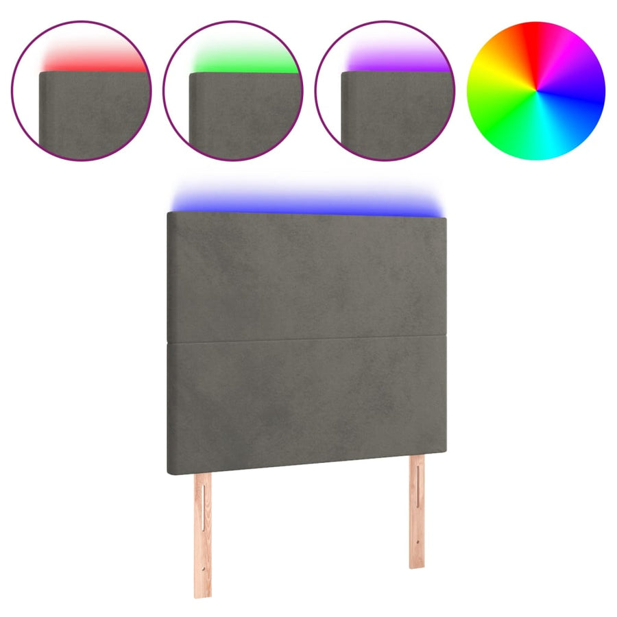 Hoofdbord Led 90X5X118/128 Cm Fluweel Donkergrijs
