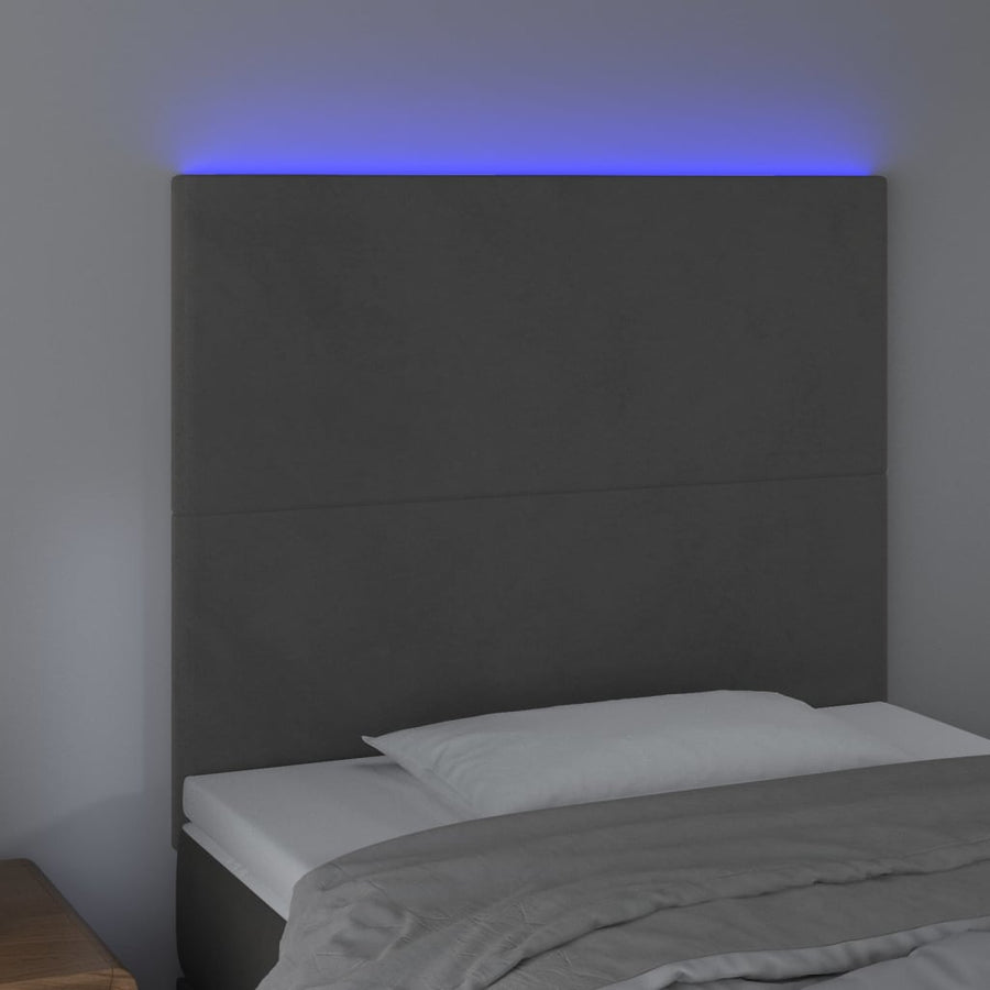 Hoofdbord Led 90X5X118/128 Cm Fluweel Donkergrijs