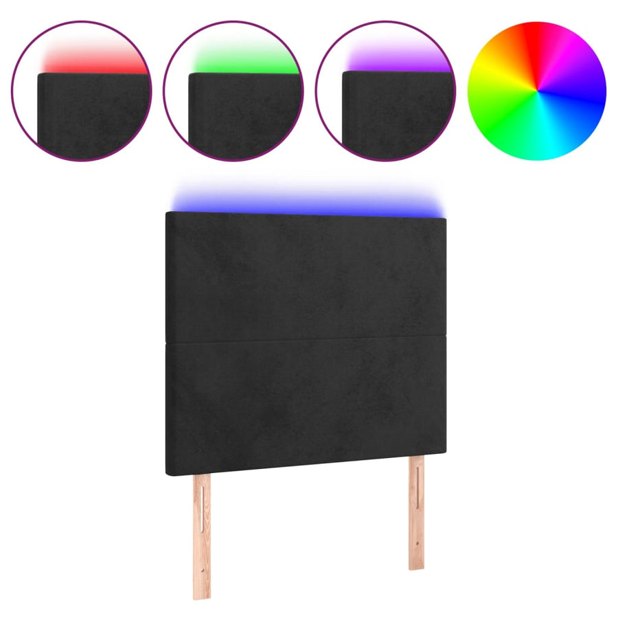 Hoofdbord Led 90X5X118/128 Cm Fluweel Zwart