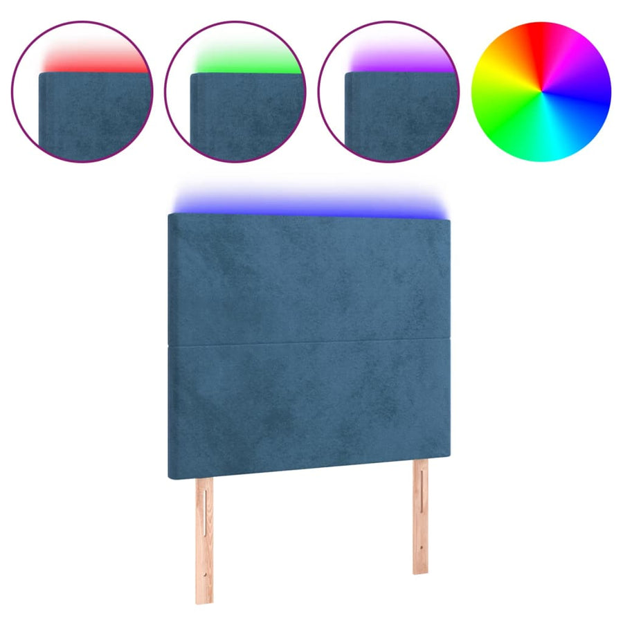 Hoofdbord Led 90X5X118/128 Cm Fluweel Donkerblauw 90 x 5 x 118/128 cm