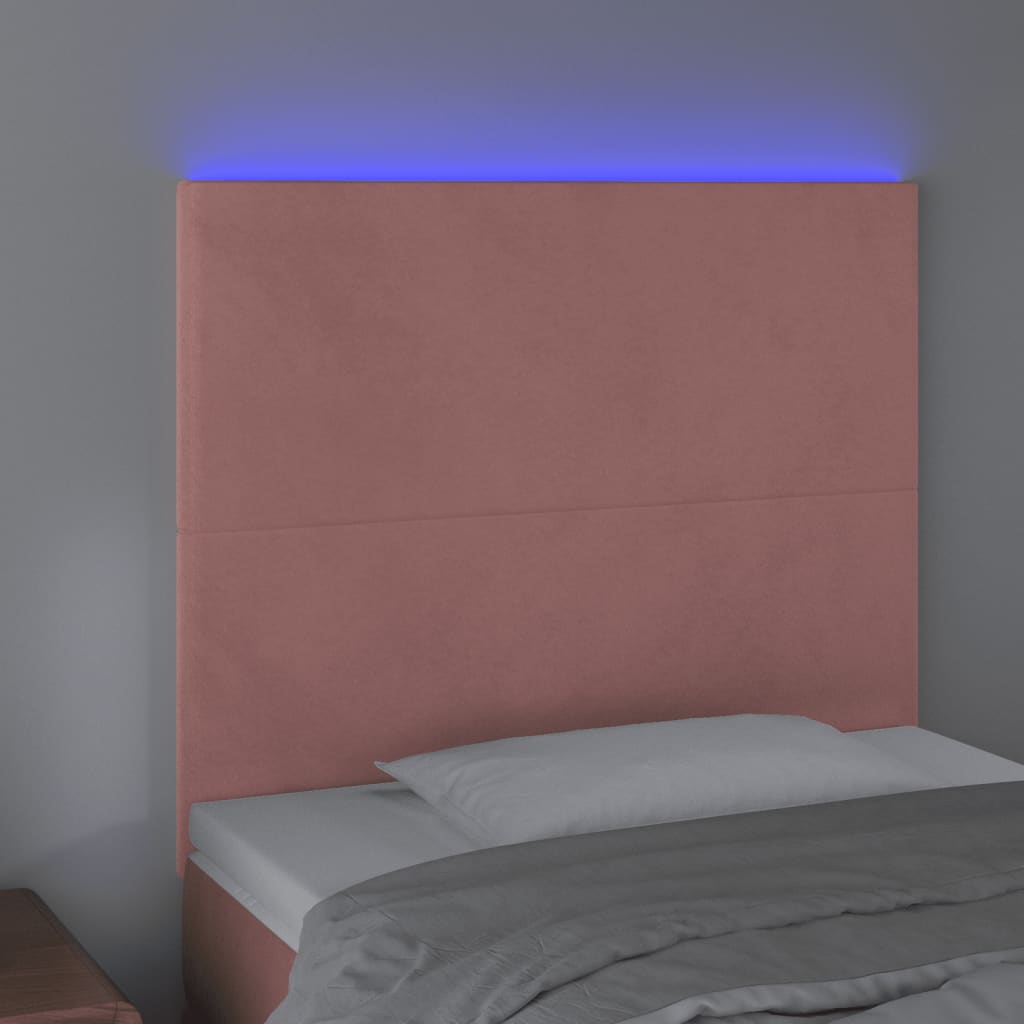 Hoofdbord Led 90X5X118/128 Cm Fluweel Roze