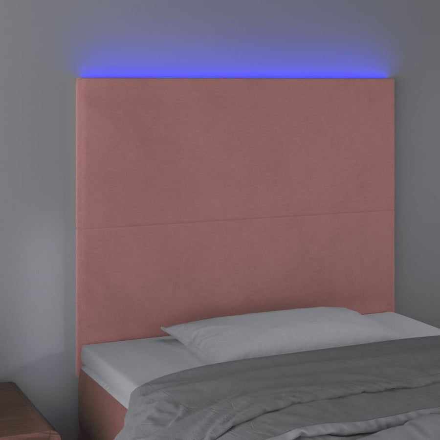 Hoofdbord Led 90X5X118/128 Cm Fluweel Roze