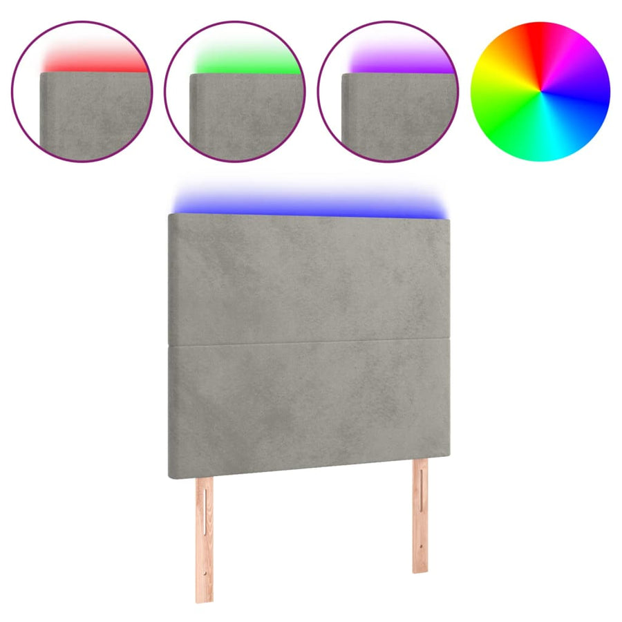 Hoofdbord Led 100X5X118/128 Cm Fluweel Lichtgrijs