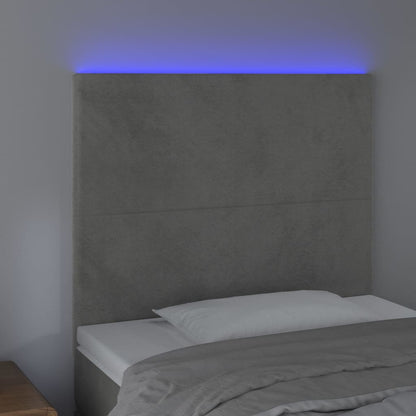 Hoofdbord Led 100X5X118/128 Cm Fluweel Lichtgrijs