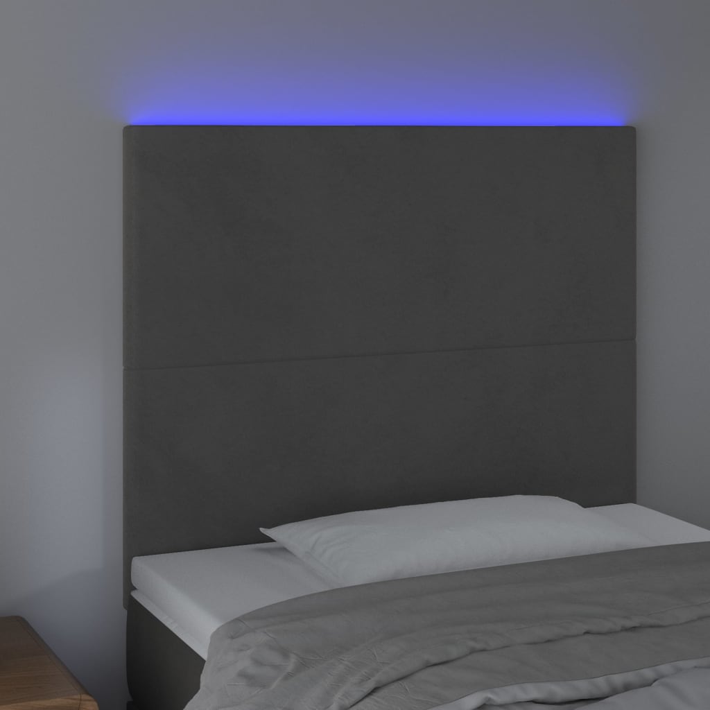Hoofdbord Led 100X5X118/128 Cm Fluweel Donkergrijs