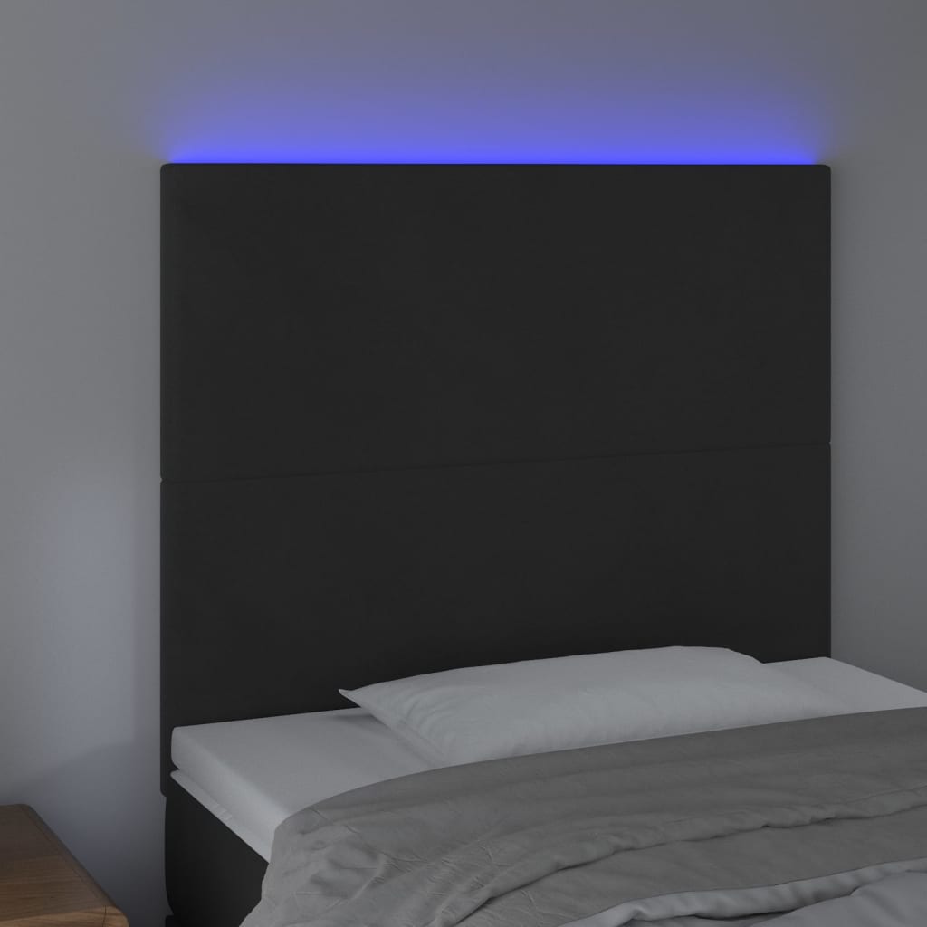 Hoofdbord Led 100X5X118/128 Cm Fluweel Zwart