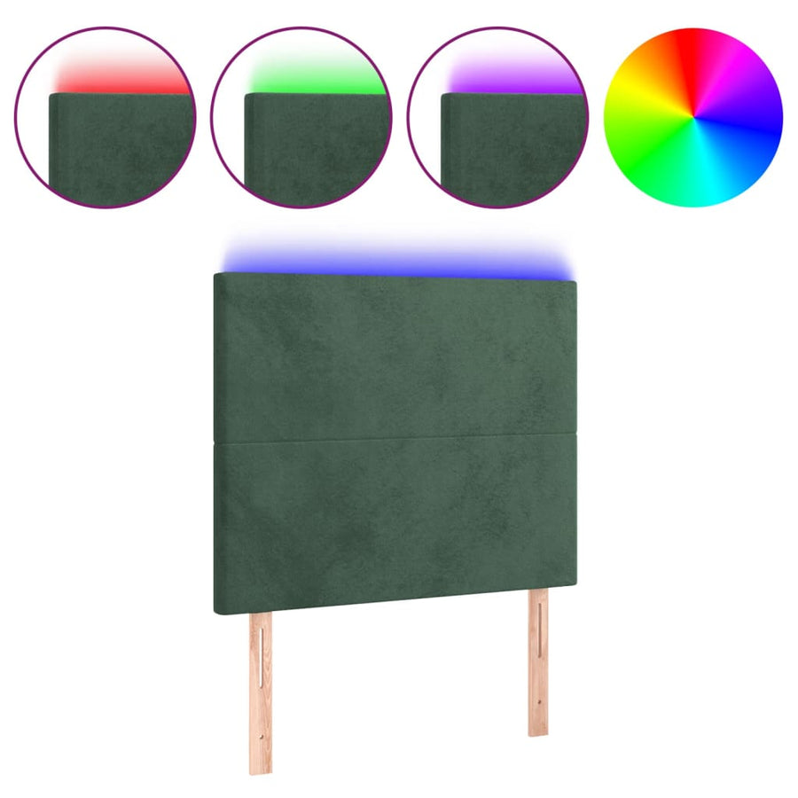 Hoofdbord LED 100x5x118/128 cm fluweel donkergroen 100 x 5 x 118/128 cm Donkergroen