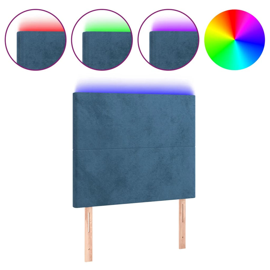 Hoofdbord Led 100X5X118/128 Cm Fluweel Donkerblauw