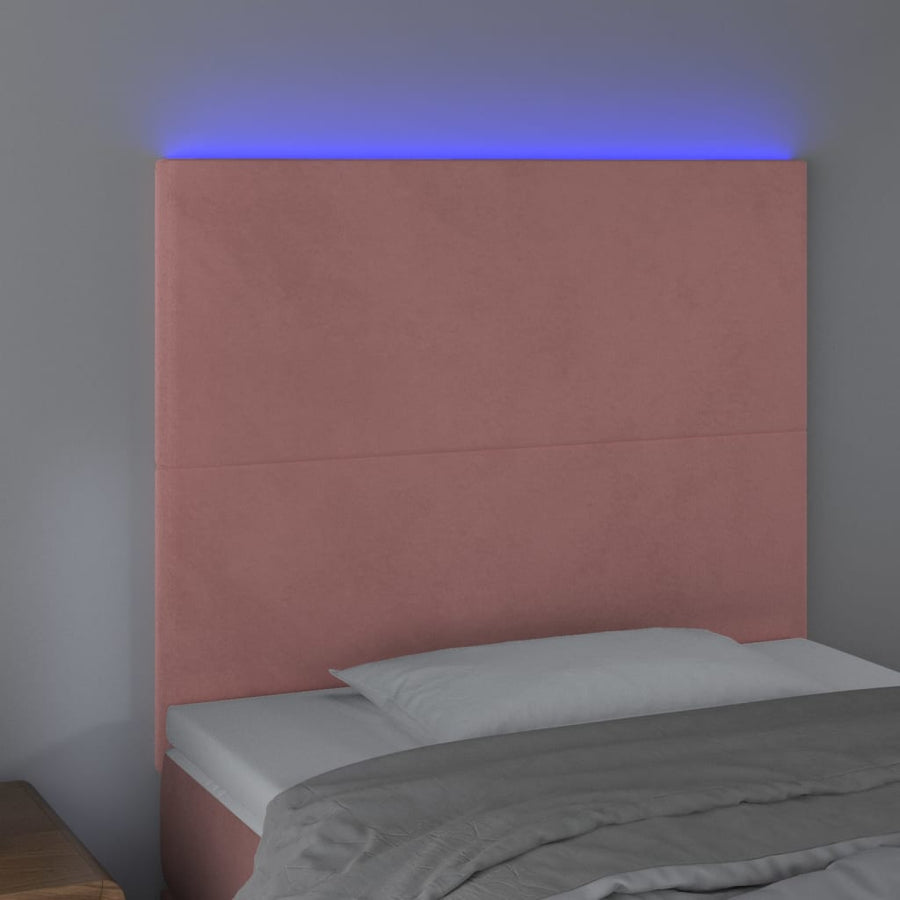 Hoofdbord Led 100X5X118/128 Cm Fluweel Roze