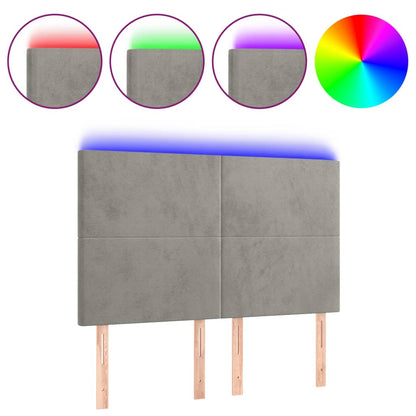 Hoofdbord Led 144X5X118/128 Cm Fluweel Lichtgrijs