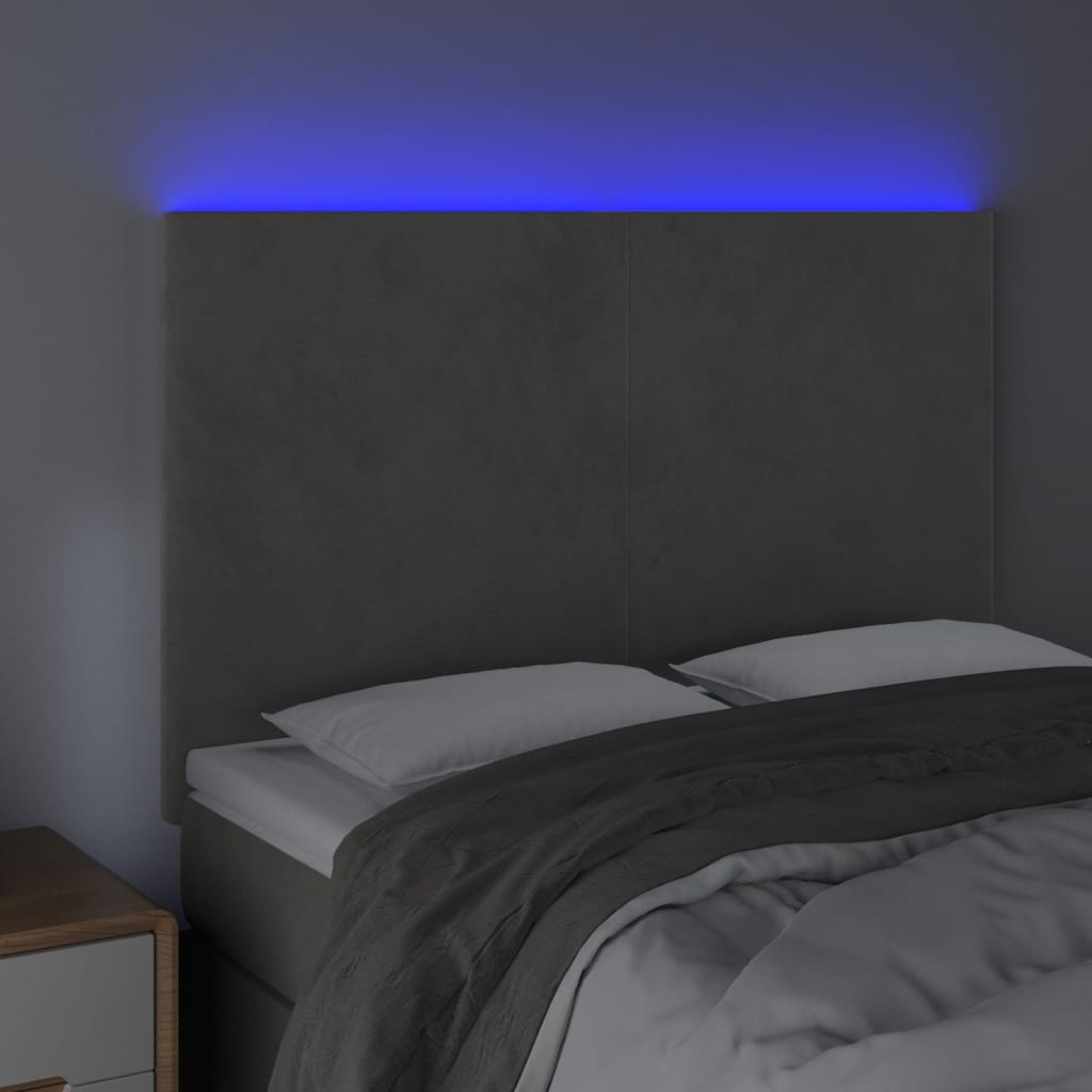 Hoofdbord Led 144X5X118/128 Cm Fluweel Lichtgrijs