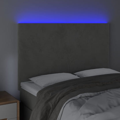 Hoofdbord Led 144X5X118/128 Cm Fluweel Lichtgrijs