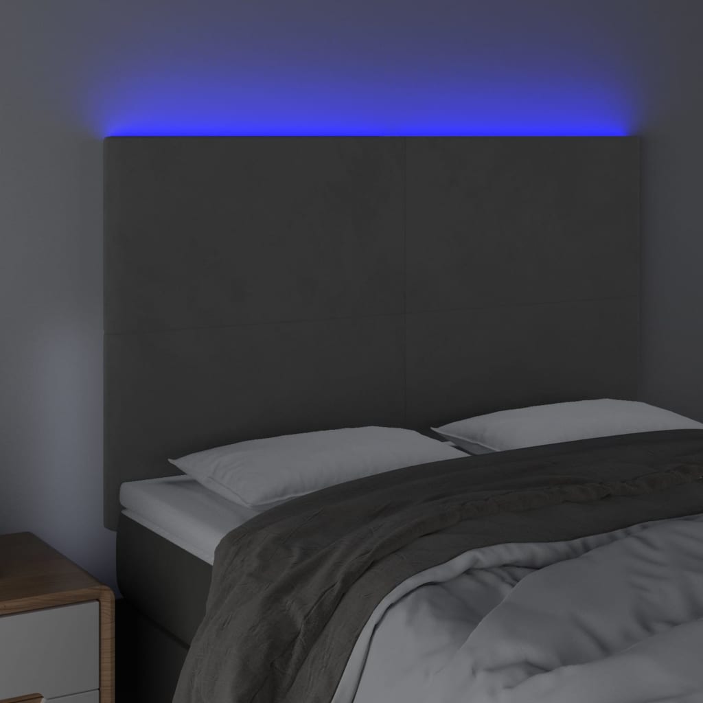 Hoofdbord Led 144X5X118/128 Cm Fluweel Donkergrijs