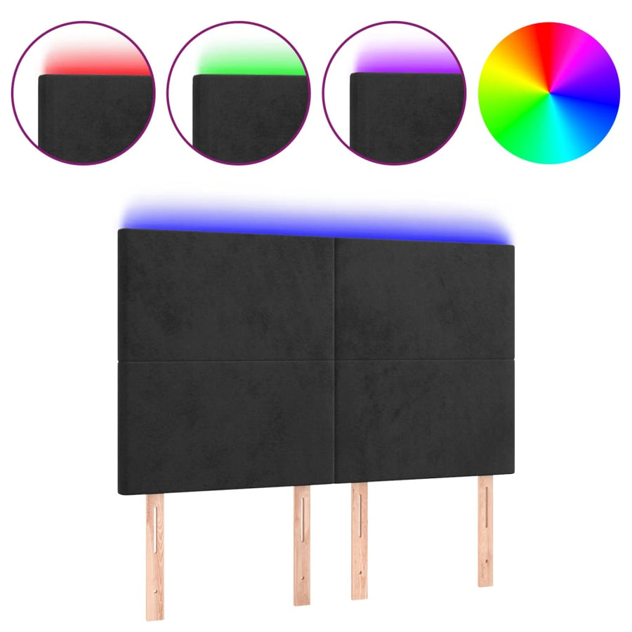 Hoofdbord Led 144X5X118/128 Cm Fluweel Zwart