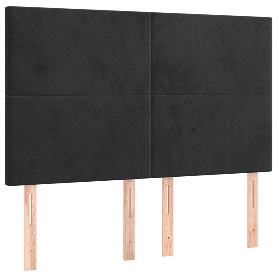 Hoofdbord Led 144X5X118/128 Cm Fluweel Zwart
