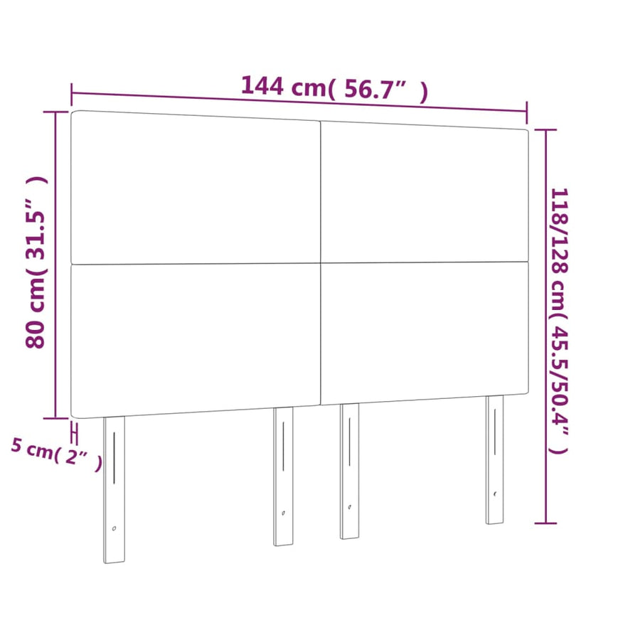 Hoofdbord Led 144X5X118/128 Cm Fluweel Zwart
