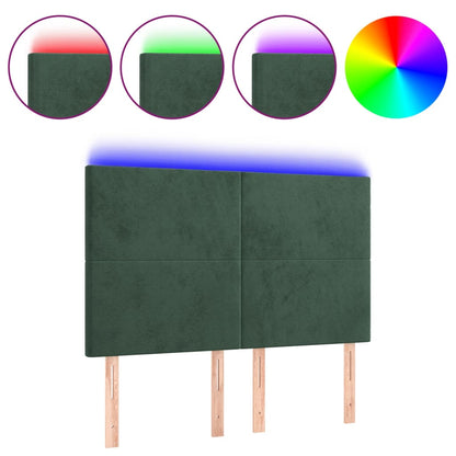 Hoofdbord Led Fluweel 144 x 5 x 118/128 cm Donkergroen