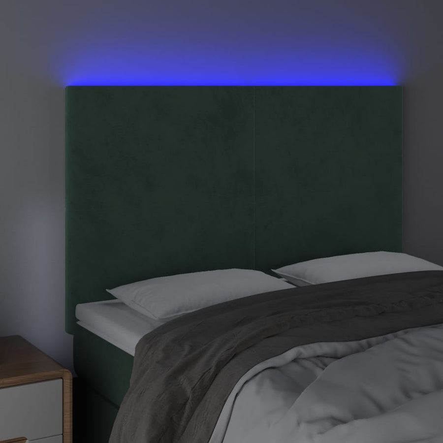 Hoofdbord Led Fluweel 144 x 5 x 118/128 cm Donkergroen