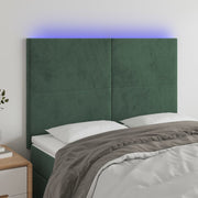 Headboard LED 144x5x118/128 cm velvet dark green