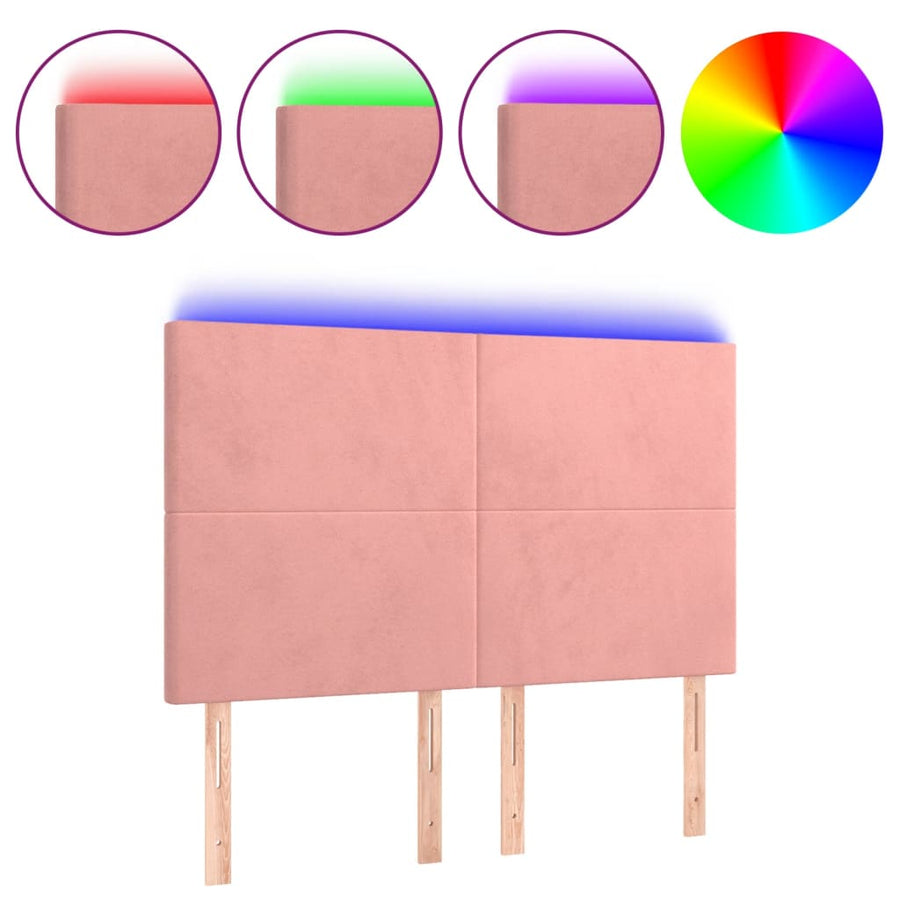 Hoofdbord Led 144X5X118/128 Cm Fluweel Zwart