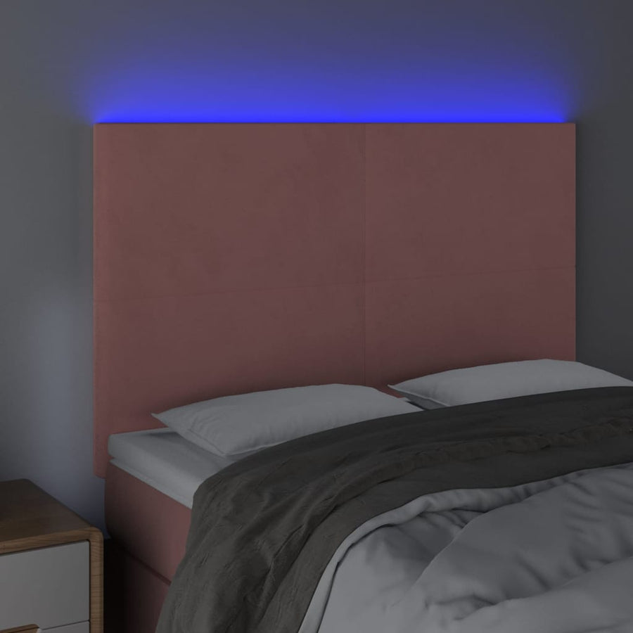 Hoofdbord Led 144X5X118/128 Cm Fluweel Zwart