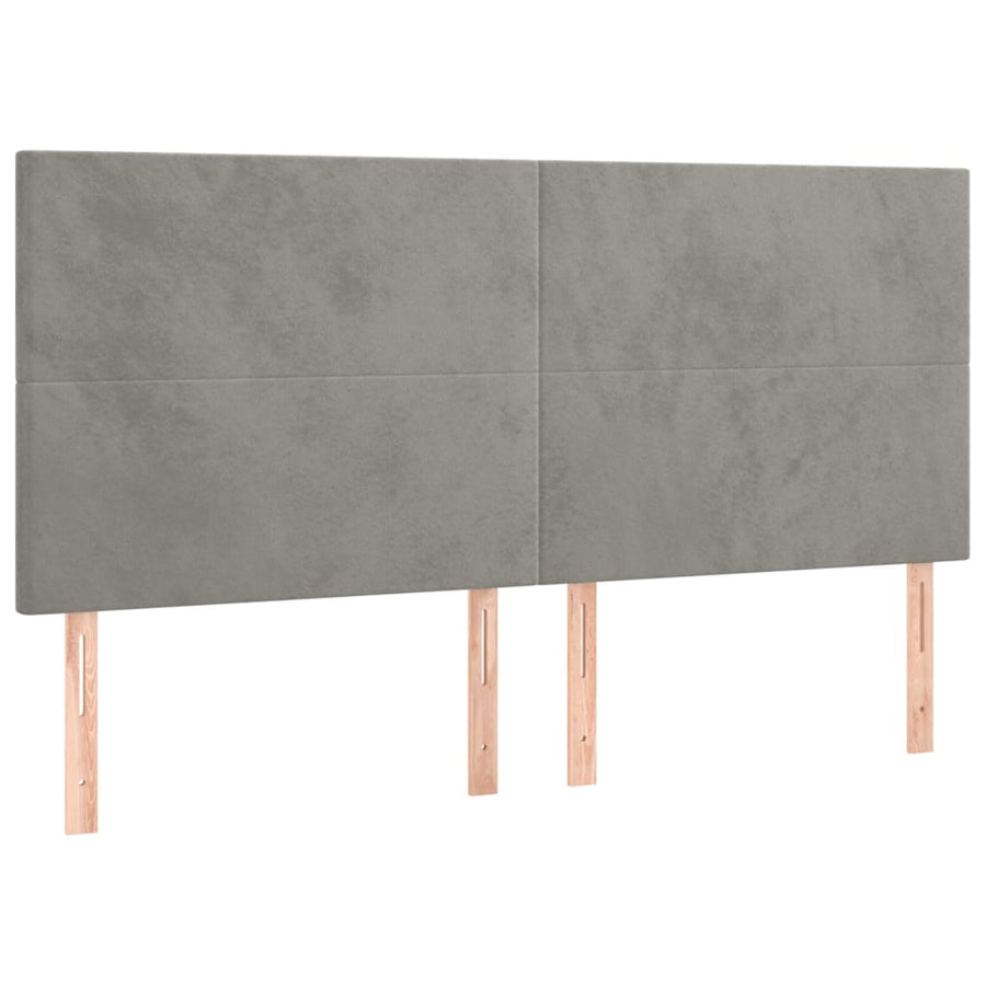 Hoofdbord Led 160X5X118/128 Cm Fluweel Lichtgrijs