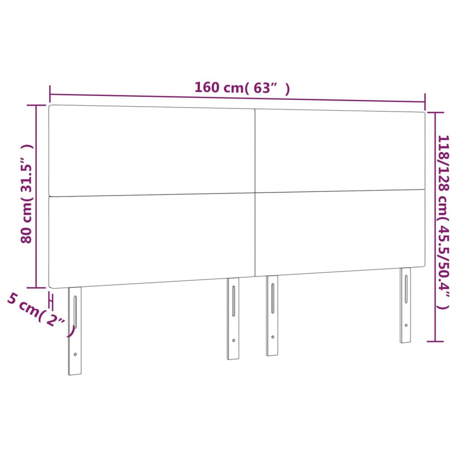 Hoofdbord Led 160X5X118/128 Cm Fluweel Roze