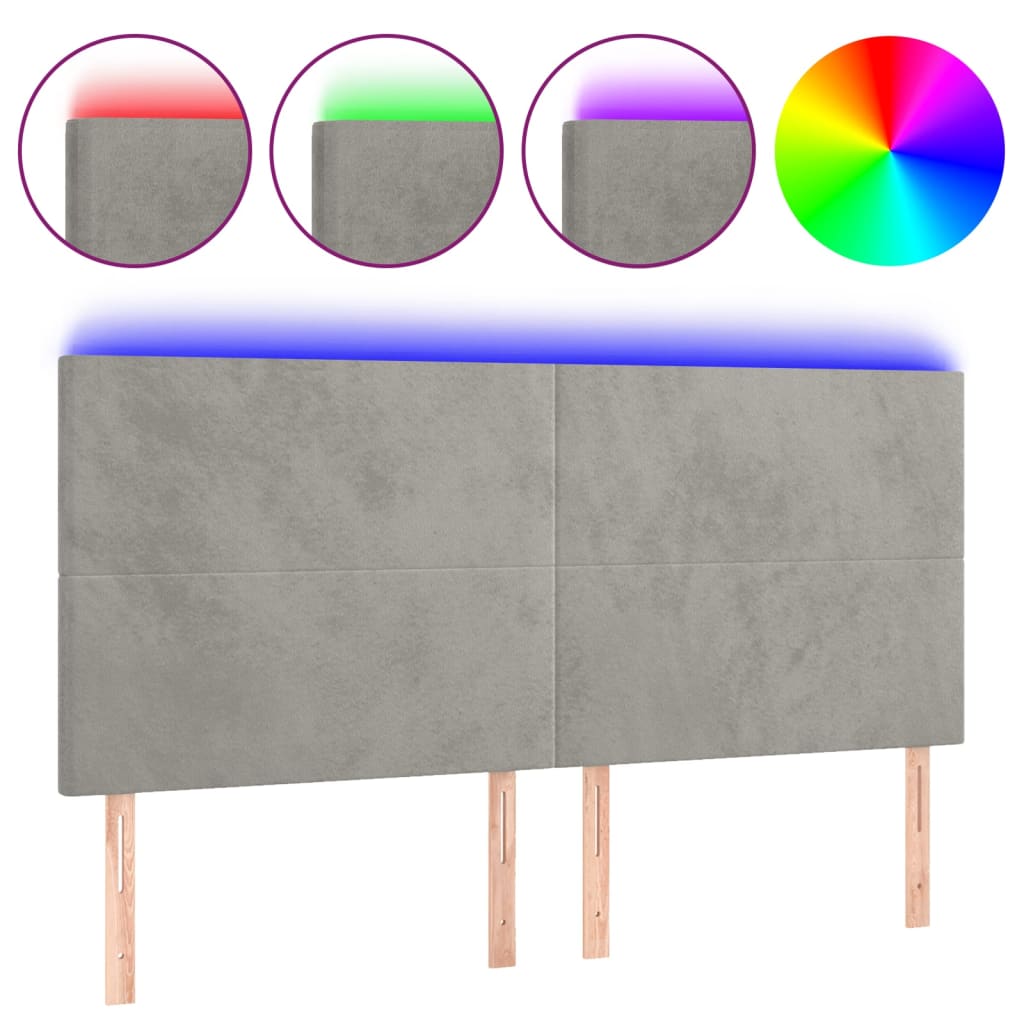 Hoofdbord Led 180X5X118/128 Cm Fluweel Lichtgrijs