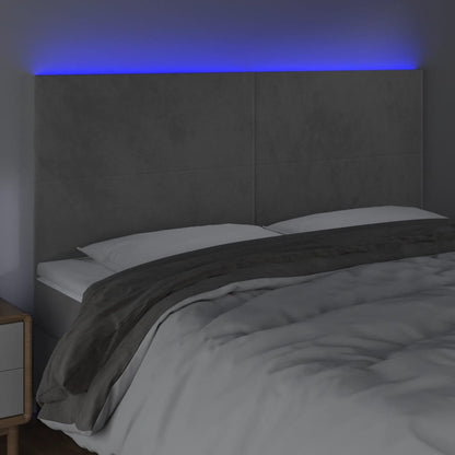 Hoofdbord Led 180X5X118/128 Cm Fluweel Lichtgrijs