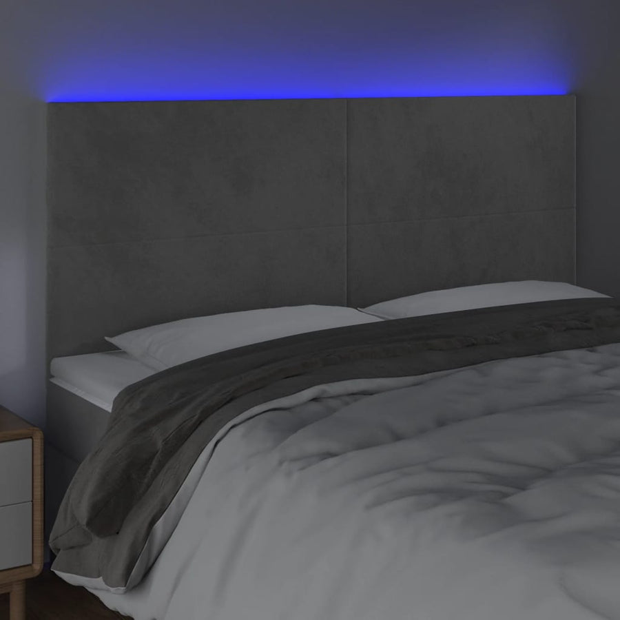 Hoofdbord Led 180X5X118/128 Cm Fluweel Lichtgrijs