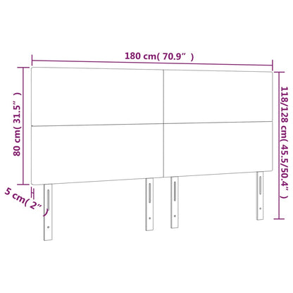 Hoofdbord Led 180X5X118/128 Cm Fluweel Lichtgrijs